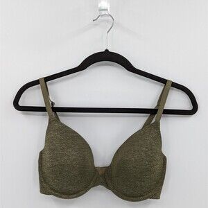 Victoria's Secret Bra Women's 34D Moss Green Heather Uplift Semi Demi T-shirt